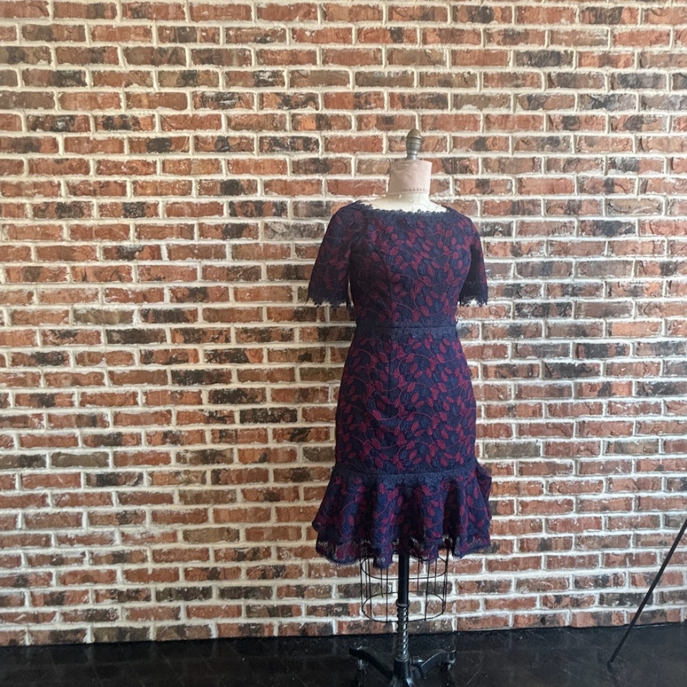 Two Tone Lace Dress in Navy/Purple